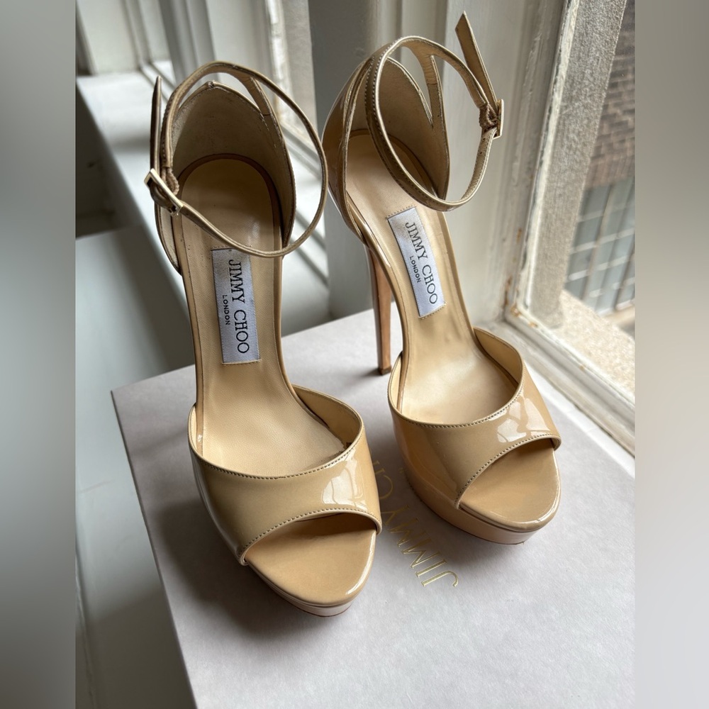 Jimmy Choo patent nude Heeled Sandals - Picture 3 of 6